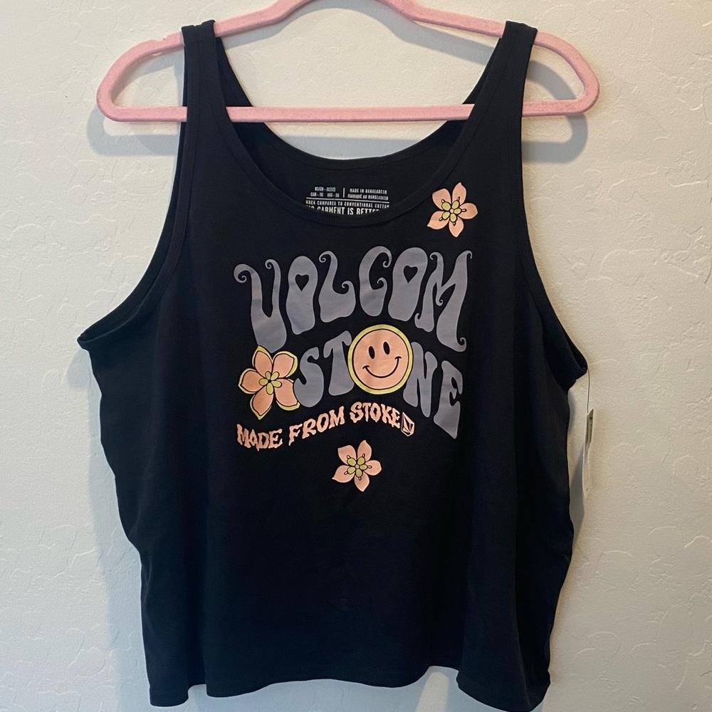 Volcom Black Organic Cotton “To The Bank Tank” size XL